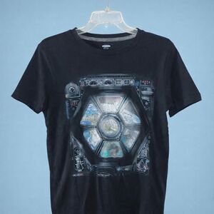 Old Navy Boy's Black Graphic Tee with Futuristic Design